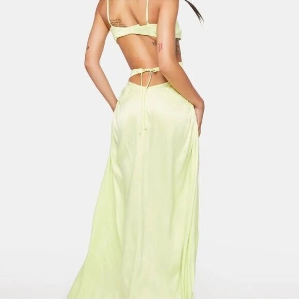 FOR LOVE AND LEMONS - 🍋 TONI MAXI DRESS Lime Green Cutout Dress NWOT - Picture 3 of 3